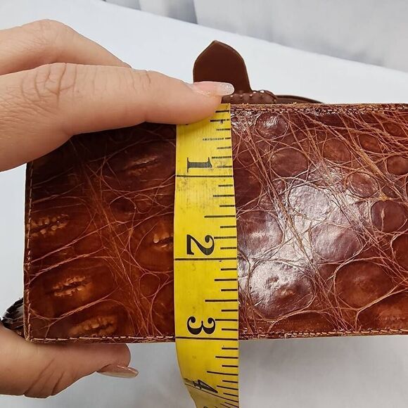 Vintage Genuine Alligator Leather Brown adjustable Shoulder Small Handbag - Picture 10 of 13